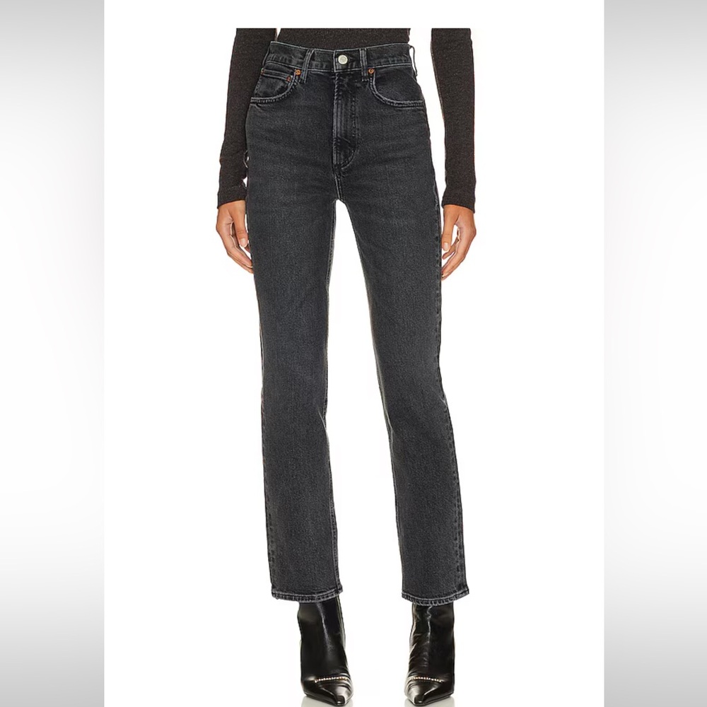 AGOLDE High Rise Stovepipe Jeans in Metal Size 27